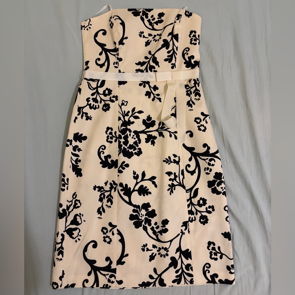 Laundry By Shelli Segal Vintage Cream and Black Strapless A-line Dress